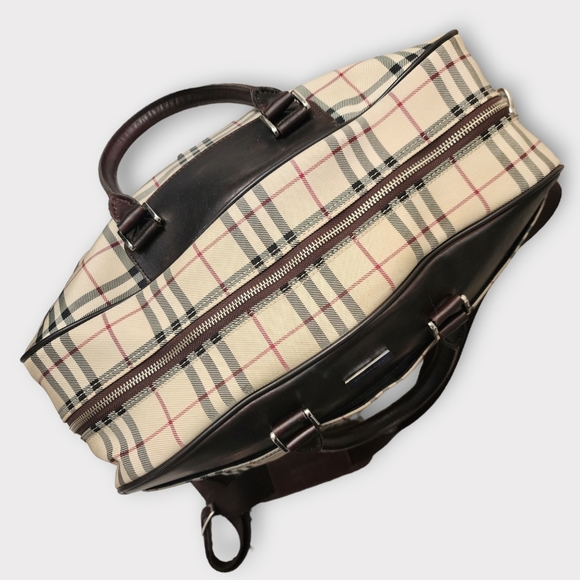 BURBERRY House Check Travel Bag w/Strap, Brown - Picture 13 of 16